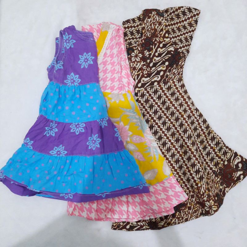 Preloved 3 Dress batik Bayi/Preloved Dress batik bayi second