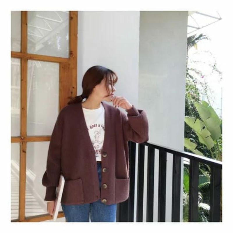 Cardigan rajut  wanita Sweater polos ovesize korean style jumbo