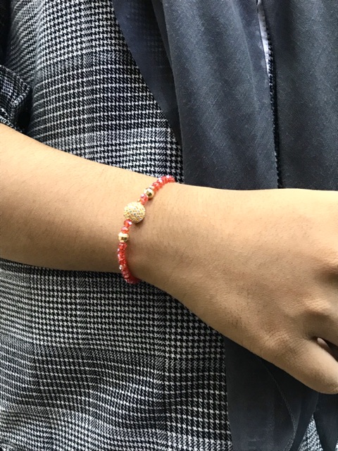 Gelang tangan wanita kristal boladisco lapis emas xuping yaxiya