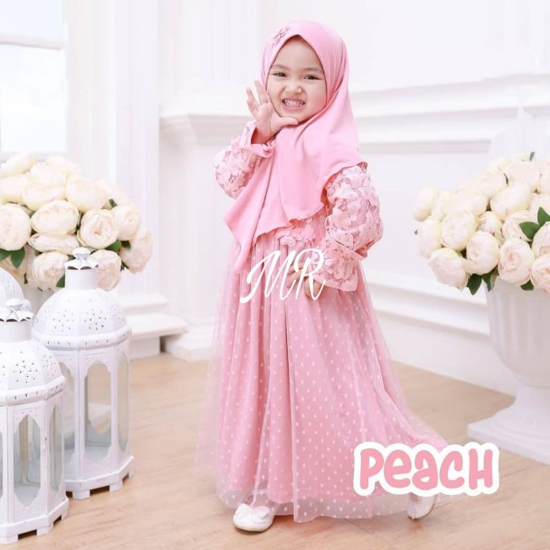 SYARI DITYA KID ANAK, BRUKAT TILE MOSCREPE, GAMIS HIJAB MUSLIM, MAXY DRESS