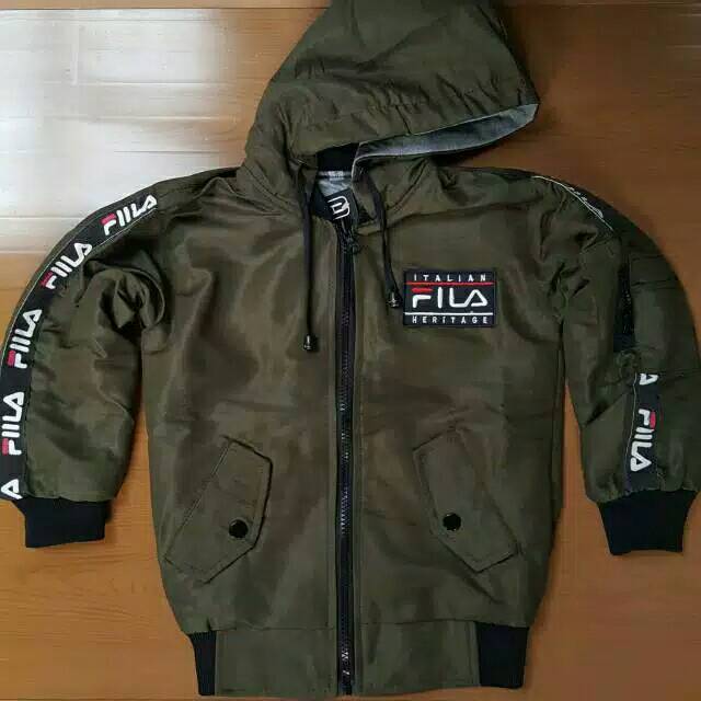 Jaket bomber Hoodie fila 8-12 thn