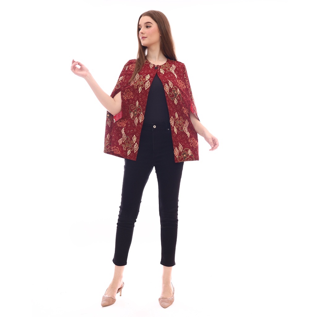 FLIKE STORE - CAPE BLAZER BATIK MOTIF AWAN MAROON
