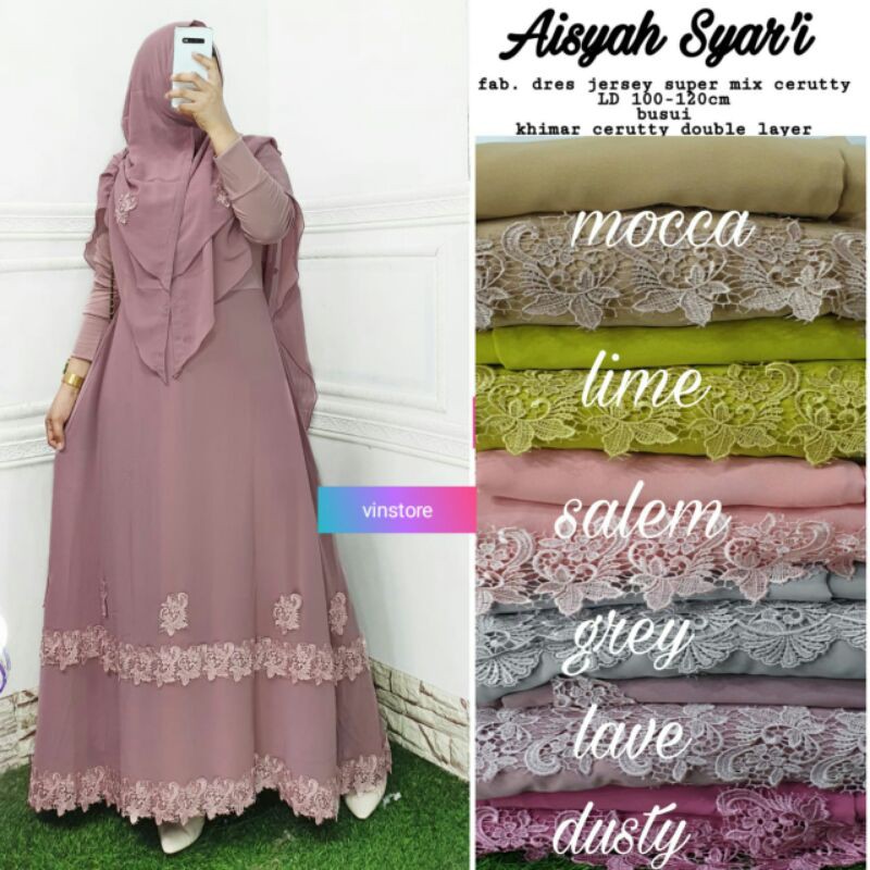 Aisyah Syari By Vinstore || Gamis Syari