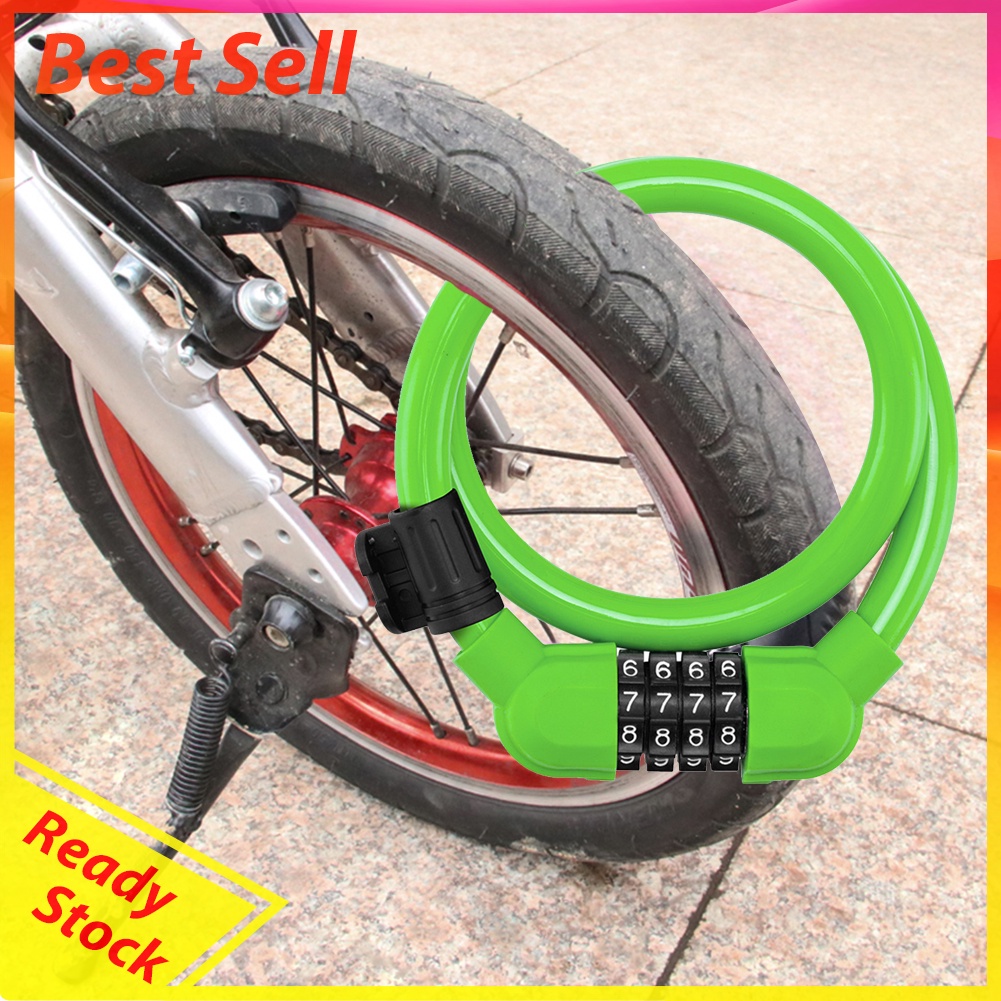 4-Digit Password Anti-Theft MTB Bike Steel Cable Locks with Lock Bracket