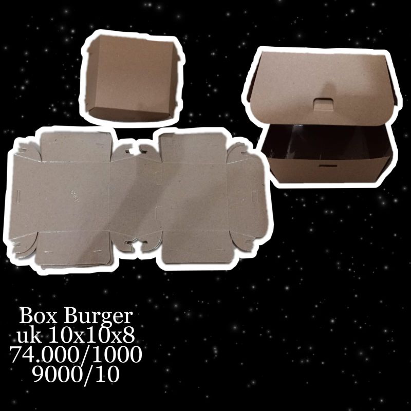 

Box Burger / Dus Burger/Siomay/Roti Coklat uk 10x10x8 Per10pcs