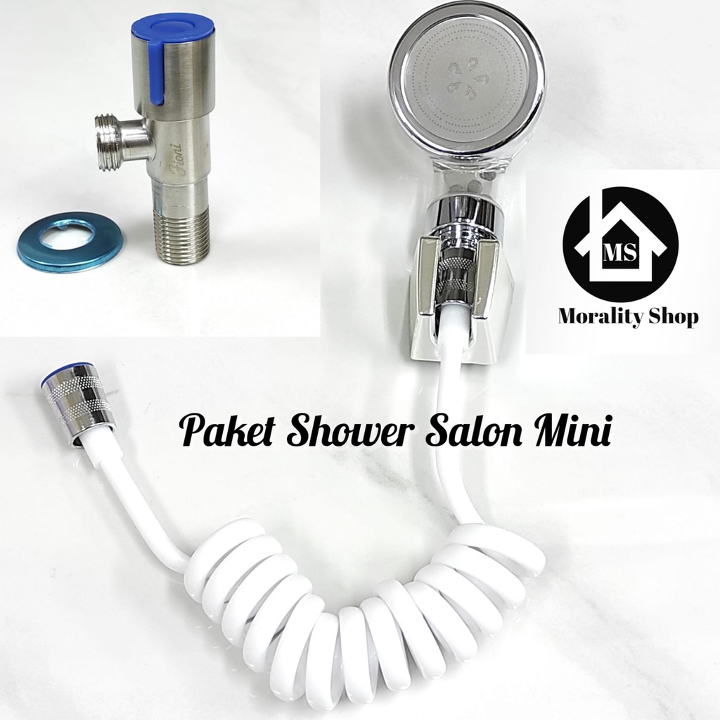 Paket Hemat Shower Salon Mini C40/H09-Set Hand Shower Handshower Mini Salon 1072P+Stop Kran Single Mini Fio F301B