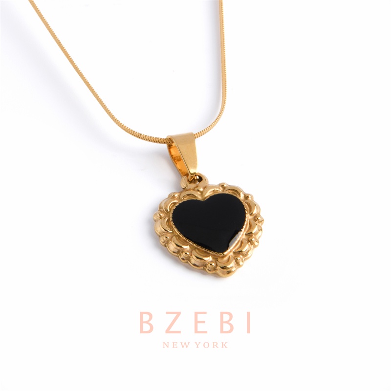 Bzebi Kalung Rantai Titanium Steel Lapis Emas 18k Liontin Berlian Imitasi Untuk Wanita 756n