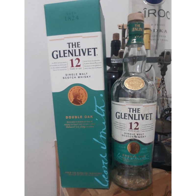 Botol kosong miras Whisky The Glenlivet 12 YO import unik