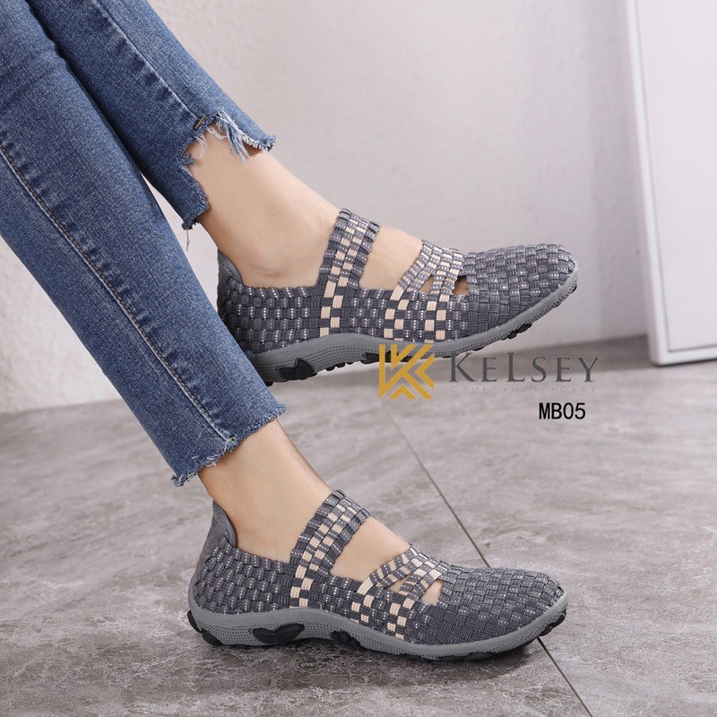 (GRATIS ALAS KAKI) NICOLE  Sepatu Flat Rajut Wanita Kelsey MB05