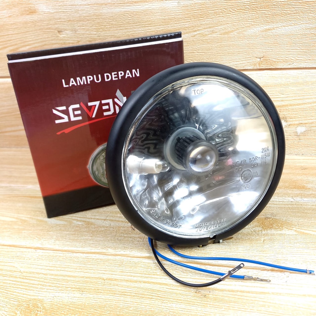 Reflektor Headlamp Lampu Depan CB LED Set Batok Jute Hitam Lampu Depan CB GL MP Rx King Tiger Japstyle Custom