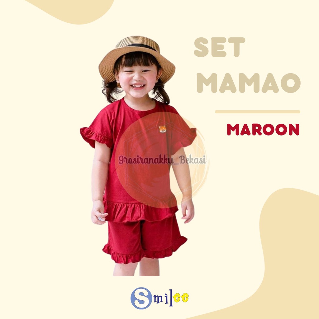 Setelan Anak Kaos Smilee Mamao Maroon Size 1-5Thn