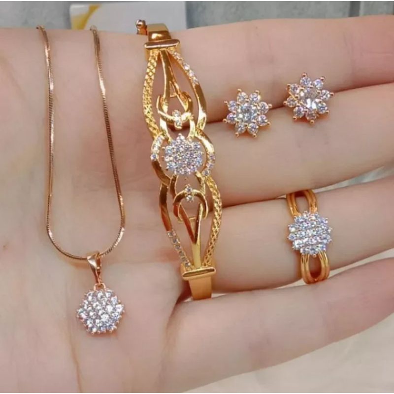 Set perhiasan titanium asli lapis emas 24 k/perhiasan Xuping