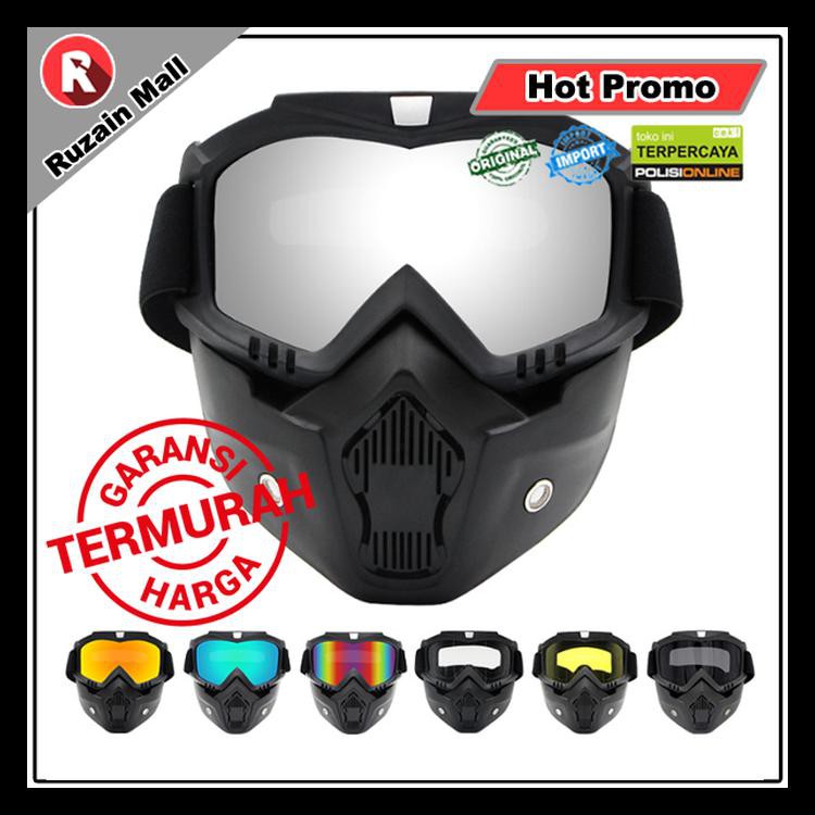 Google Mask Kaca Helm Retro Goggle Mask Moto Cross Goggle Mask Trail
