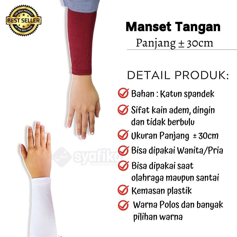 Manset Tangan Panjang 30cm Polos Bahan Katun Spandek Premium Nyaman dan Elastis