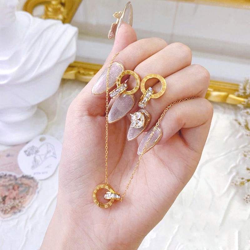 Korea Titanium Anting-Anting Anti Karat Anting Tindik Zirkon Bulat Angka Romawi Aksesoris Wanita