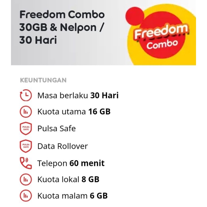 PROMO PAKET DATA INTERNET KUOTA INDOSAT FREEDOM COMBO 4GB 8GB 14GB 20GB 30GB 24 JAM 30 HARI