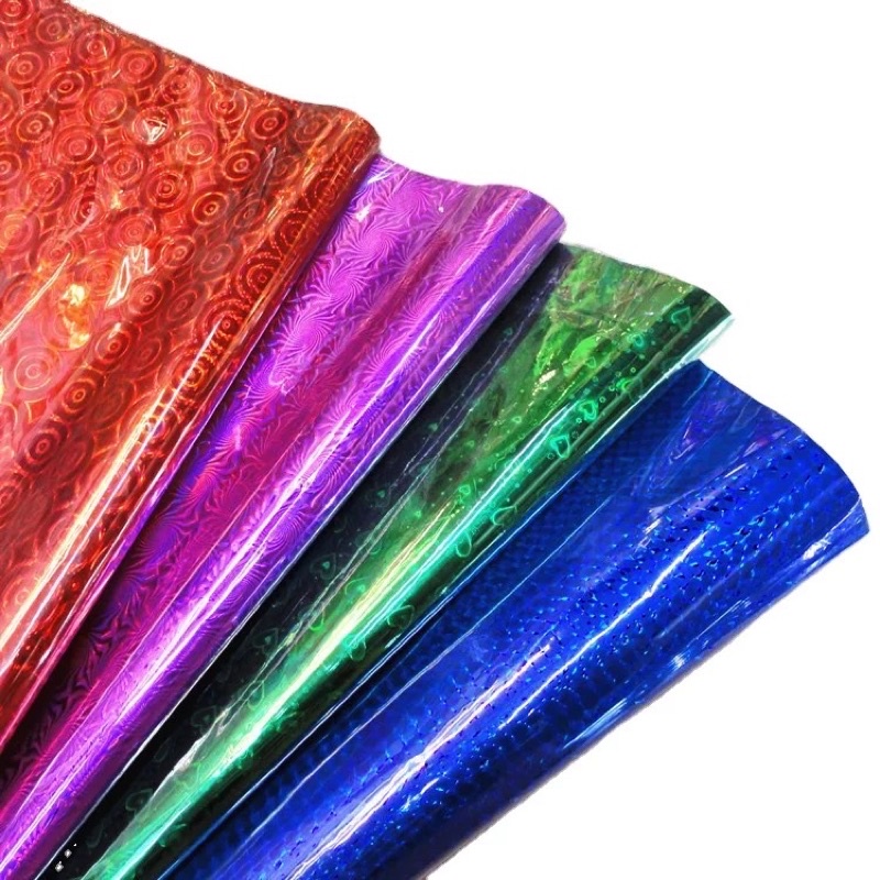 ( 5 Lembar ) PLASTIC METALLIC HOLOGRAM - PLASTIK KADO METALIK SHINY MENGKILAP RAINBOW GLOSSY BICOLOR 2 SISI WARNA LASER PRINT EXCLUSIVE FANCY RED PINK BLUE GREEN GOLD PURPLE SILVER