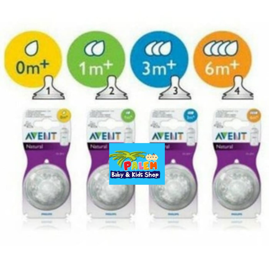 philips avent natural nipple / nipple avent natural isi 2 per pack