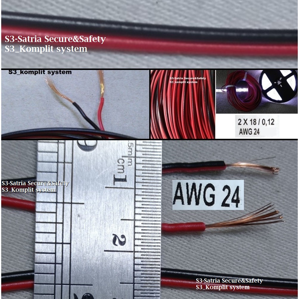 Cable kecil AWG24 Merah Hitam Kabel 2x18 2 jalur serabut AWG 24 isi 2jalur