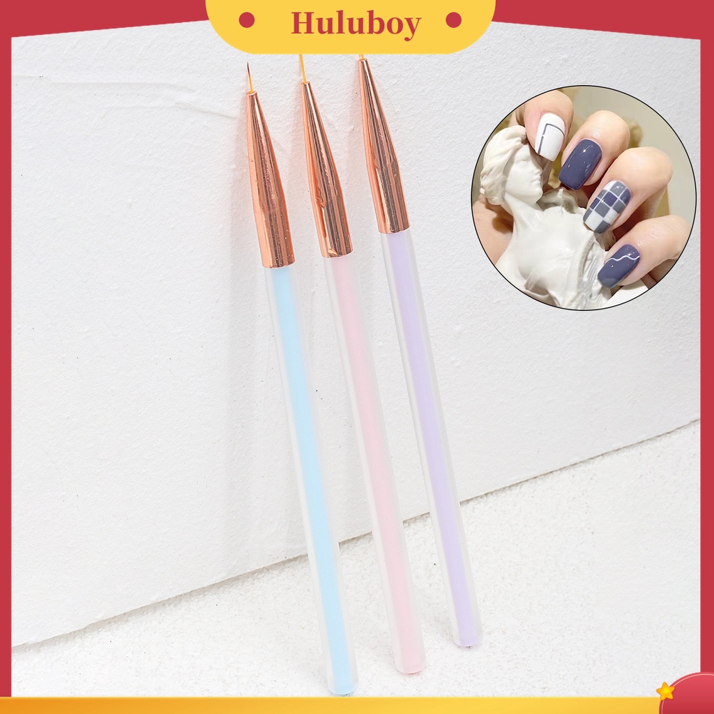 Huluboy Huluboy♡ 3pcs / Set Pen Liner Kuku Anti Karat Bahan ABS Warna Macaron Untuk Nail Art