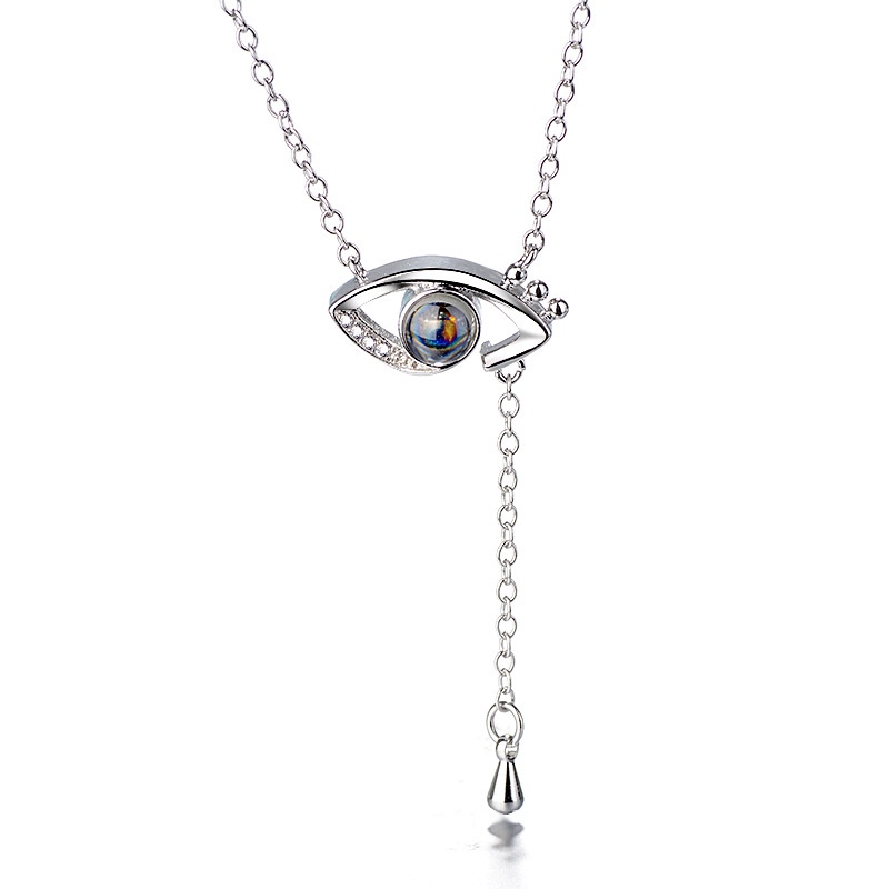 [Ready Stock]Fashion 925 Silver Plated Diamond Eye Pendant Necklace