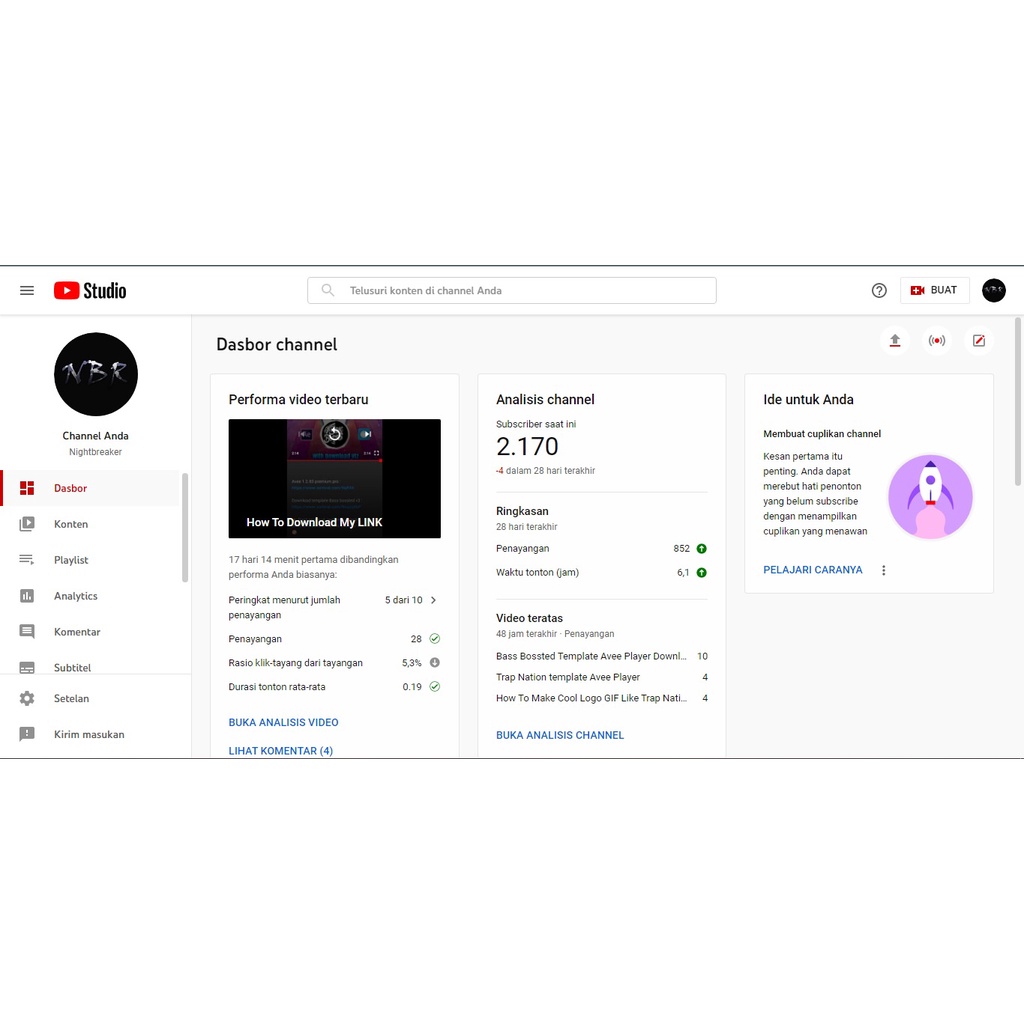 [SOLD] Akun Youtube Murah Subs 2100 Real Bukan bot dan tidak drop