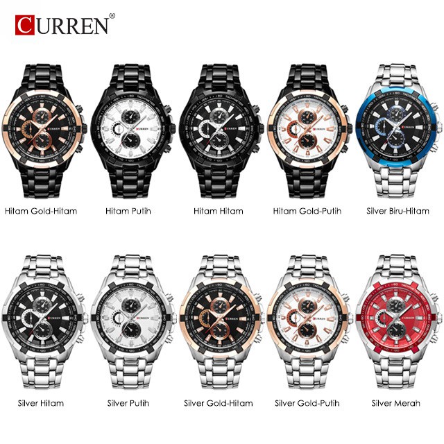 CURREN 8023 Jam Tangan Pria Analog Stainless Steel Chronograph Tidak Aktif WATCHKITE WKOS