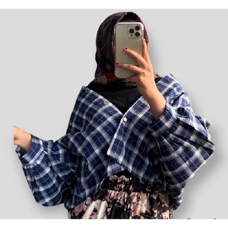 1KG MUAT 4PCS | KEMEJA CROP FLANEL MODEL BATWING