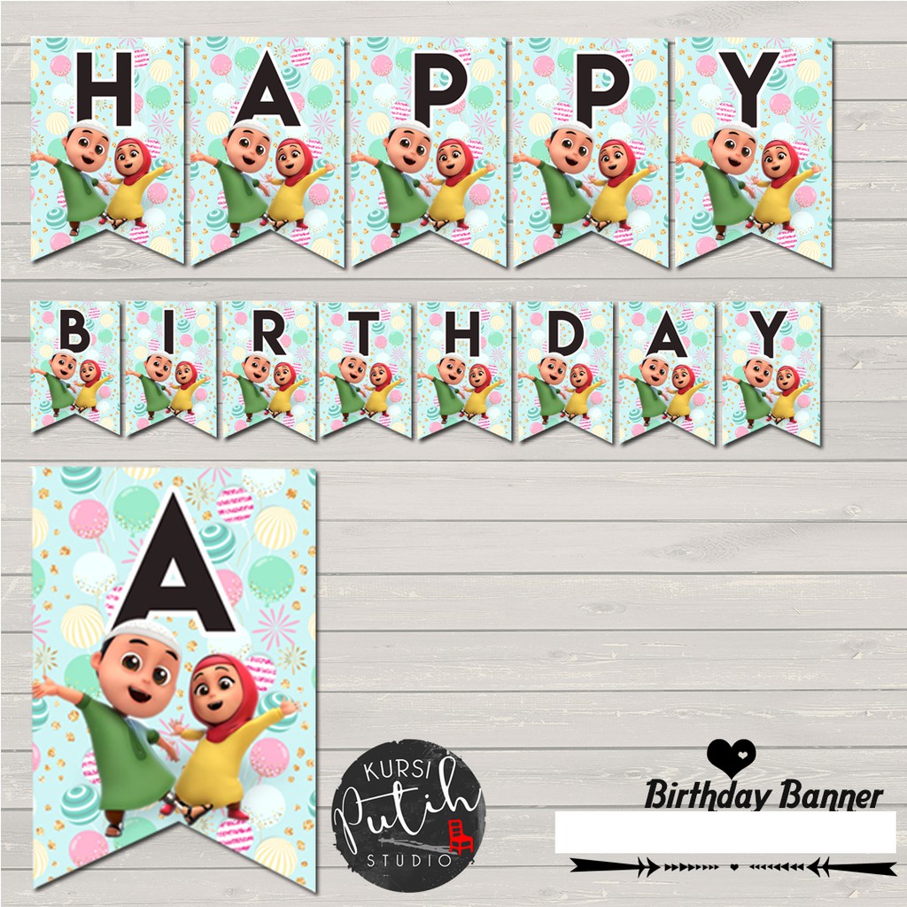 Flag banner Bendera bisa custom huruf birthday nussa rara