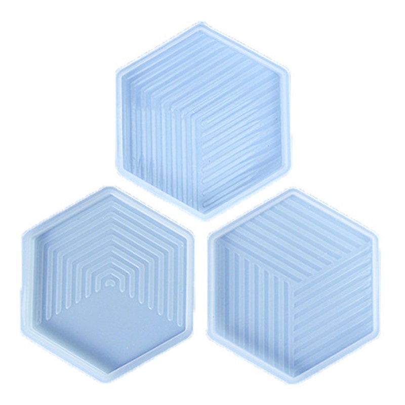 Glitter DIY Geometric Stripes Coaster Epoxy Resin Mold Cup Mat Casting Silicone Mould