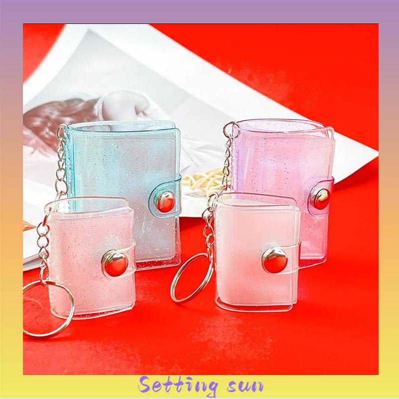 1 &amp; 2 Inch Mini Photo Album 16 Pockets KeyRing Key Ring Shiny Transparent Foto Binder Kecil Card Holder Keychain Gantungan Kunci Jelly Color KPOP Koleksi Ganci pacar memory kenangan hadiah potret  TN