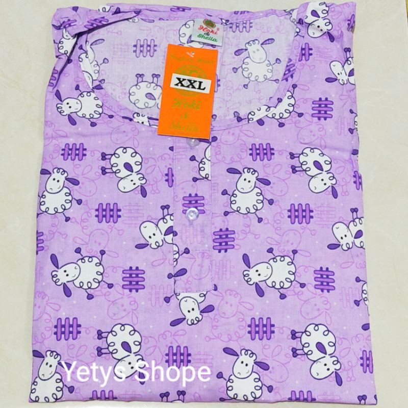 Hoki&Sheila Jumbo LD120 C3/4 Baju Tidur Piyama Fit XXL [Part 1]-Sheep Pagar HS Ungu