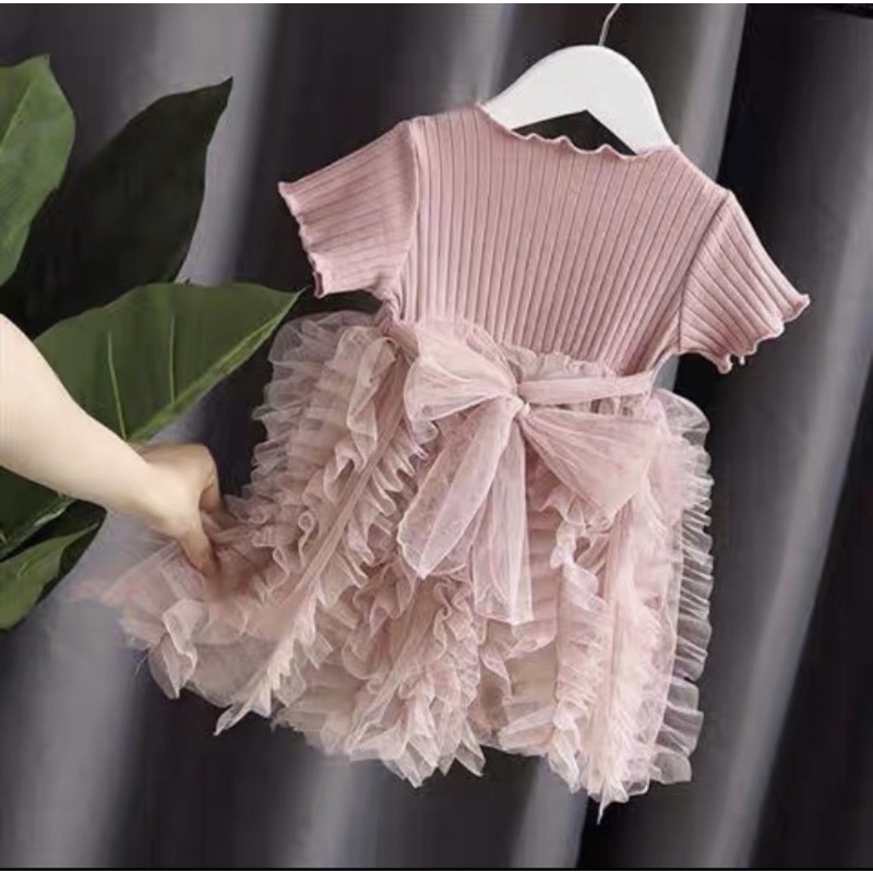 Dress anak import - soft pink