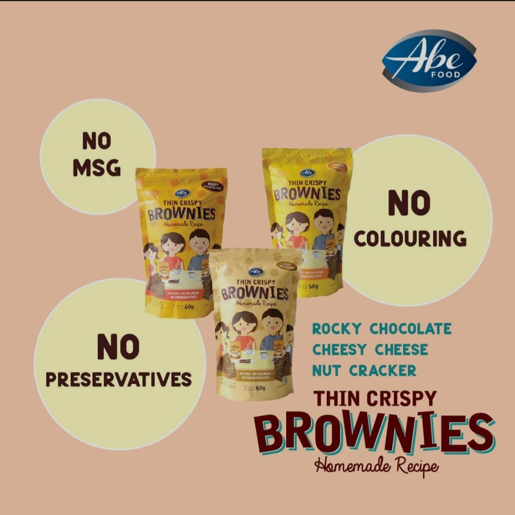 Abe Food Thin Crispy Brownies 60 gram / Snack Cemilan Anak 60 g / No MSG