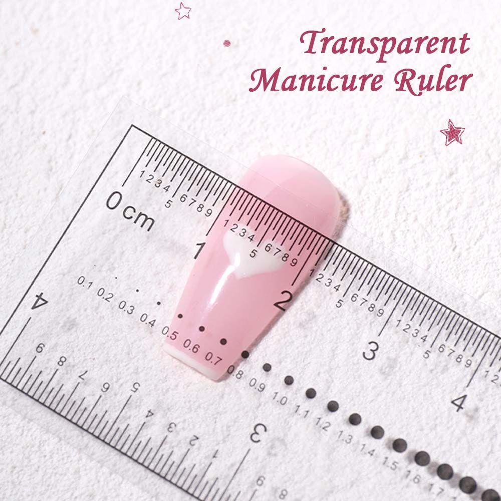 AUGUSTINA Agustina Penggaris Nail Art Portable Ultra-Tipis Tekan Pada Kuku PVC Manicure Alat Ukur Kuku Rhinestones Measuring Ruler