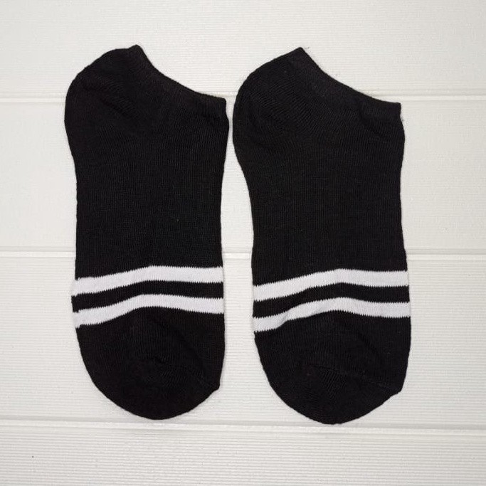 TOMSTORE.ID R097 Kaos Kaki Motif Wanita Pria Korea Cute Semata Short Socks Pendek Fashion Import-GARIS HITAM