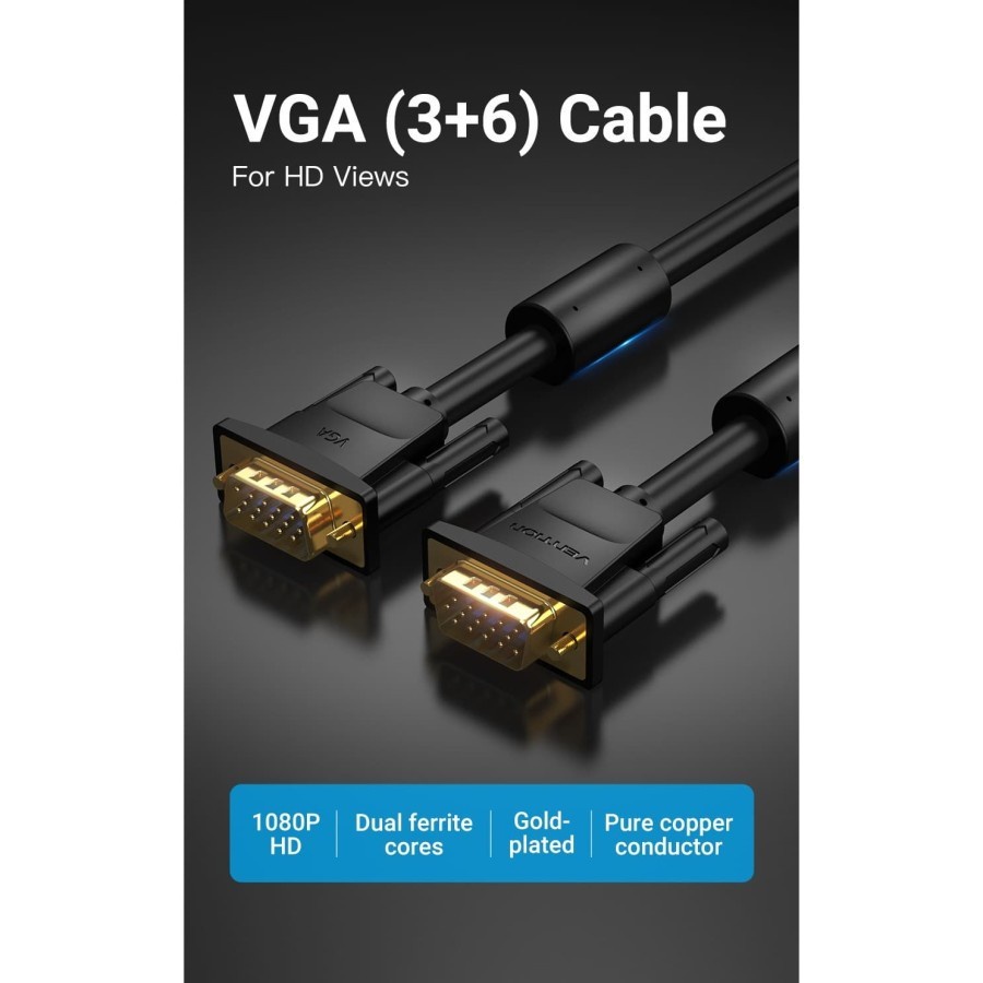 Vention DAE Kabel VGA Male to Male with Ferrite Cores