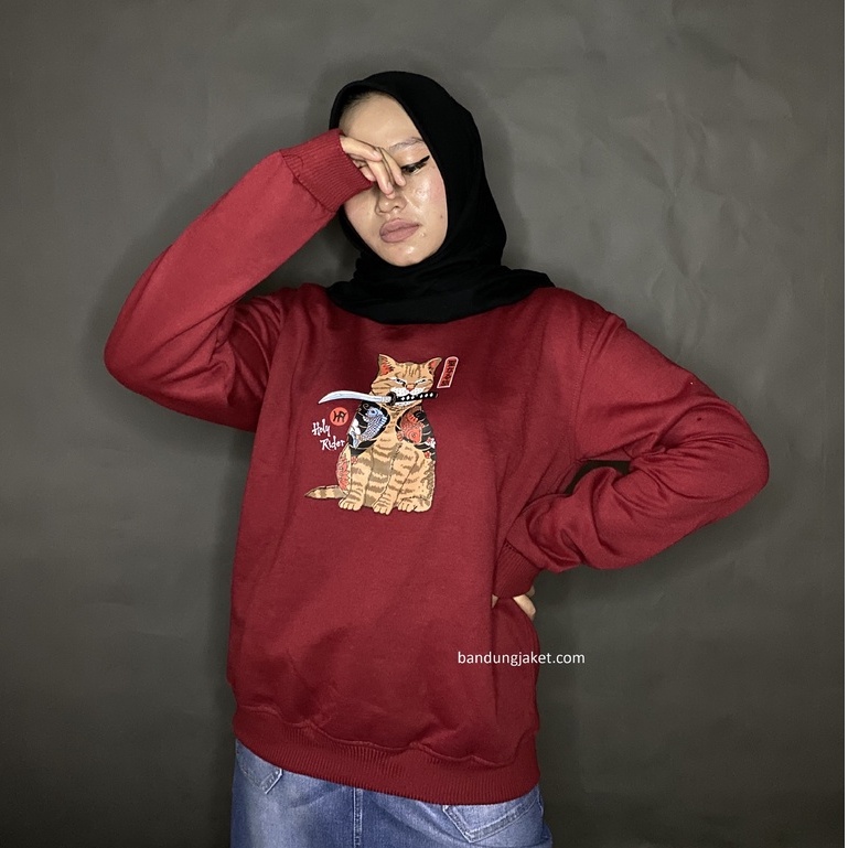 FIGHTING CAT HOLY Sweatshirt II CREWNECK Pria Dan Wanita