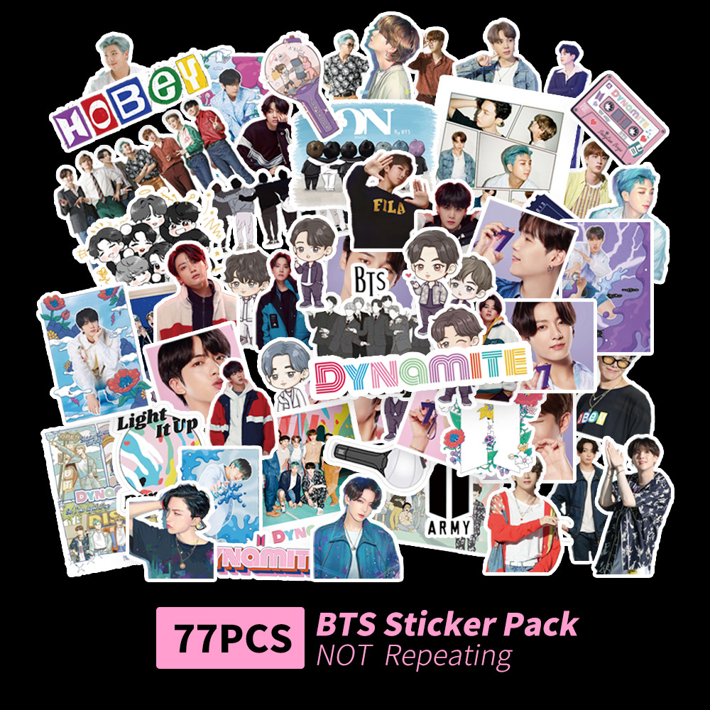 Kpop 77pcs Stiker Bts Dynamite Album Foto Untuk Dekorasi Laptop Handphone Koper Mug Shopee Indonesia