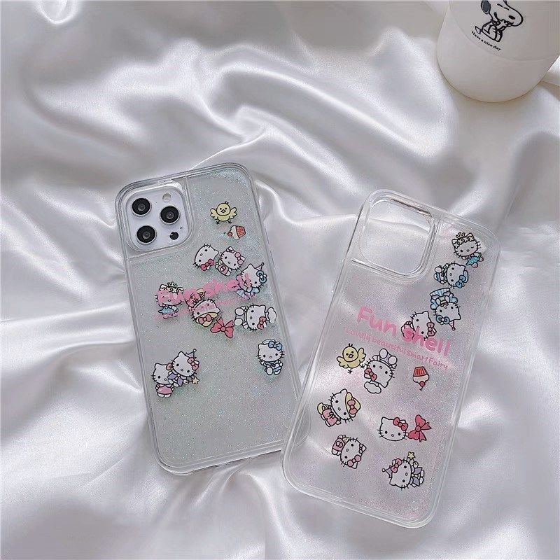 Hello Kitty Casing Air Glitter water Iphone 7 8 7+ 8+ X Xr Xs Max 11 Pro 12 Pro Max Fh25