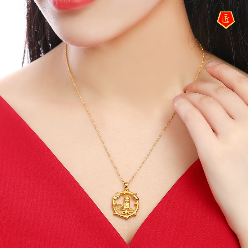 [Ready Stock]Avalokitesvara Water Lilies Pendant Red Black Rope Adjustable