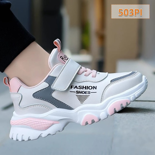 Sepatu Sneaker Anak Fashion Cewek Cowok Pink Putih (503)