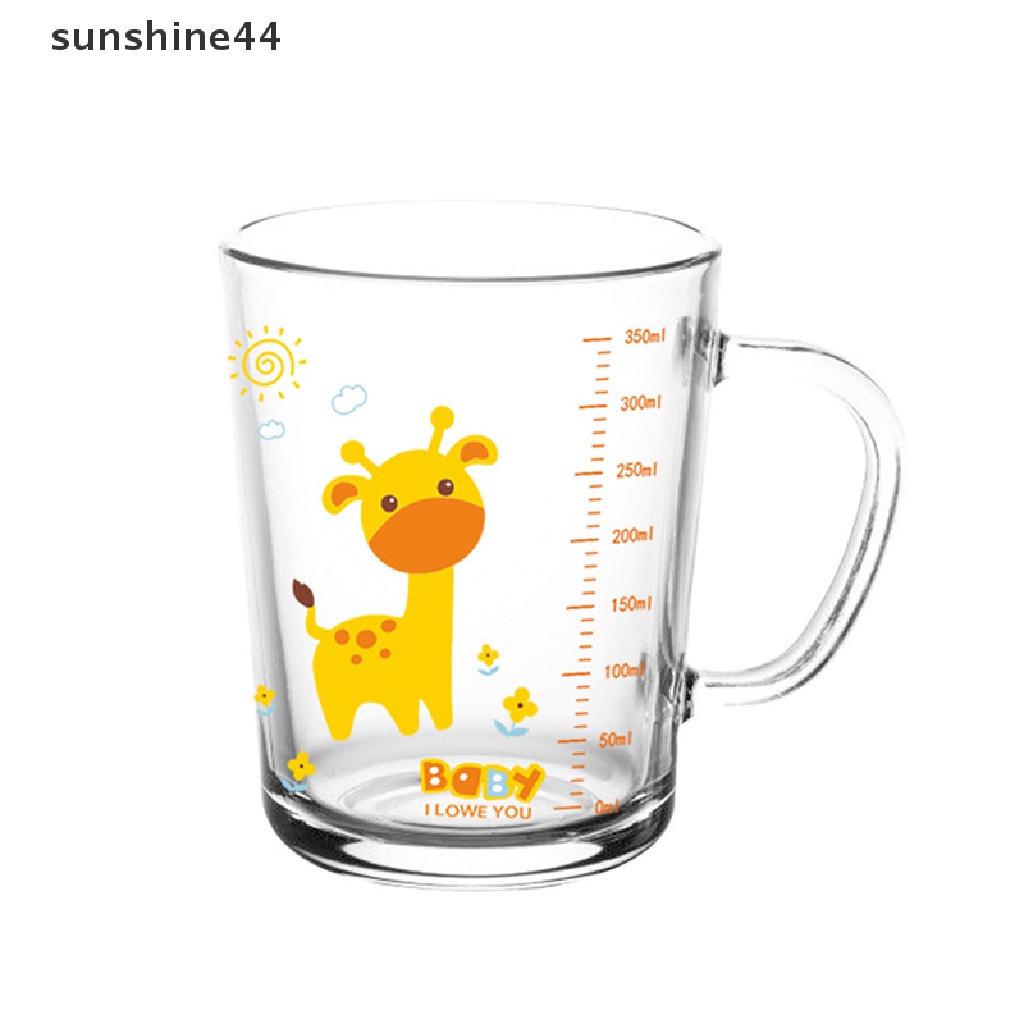 Sunshine Gelas / Mug Kaca Motif Kartun Lucu Dengan Tutup + Sedotan Untuk Susu