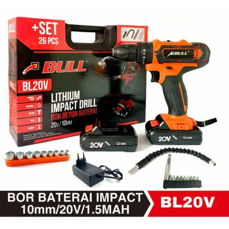 Bor Bull 20 V Bor baterai cordless drill