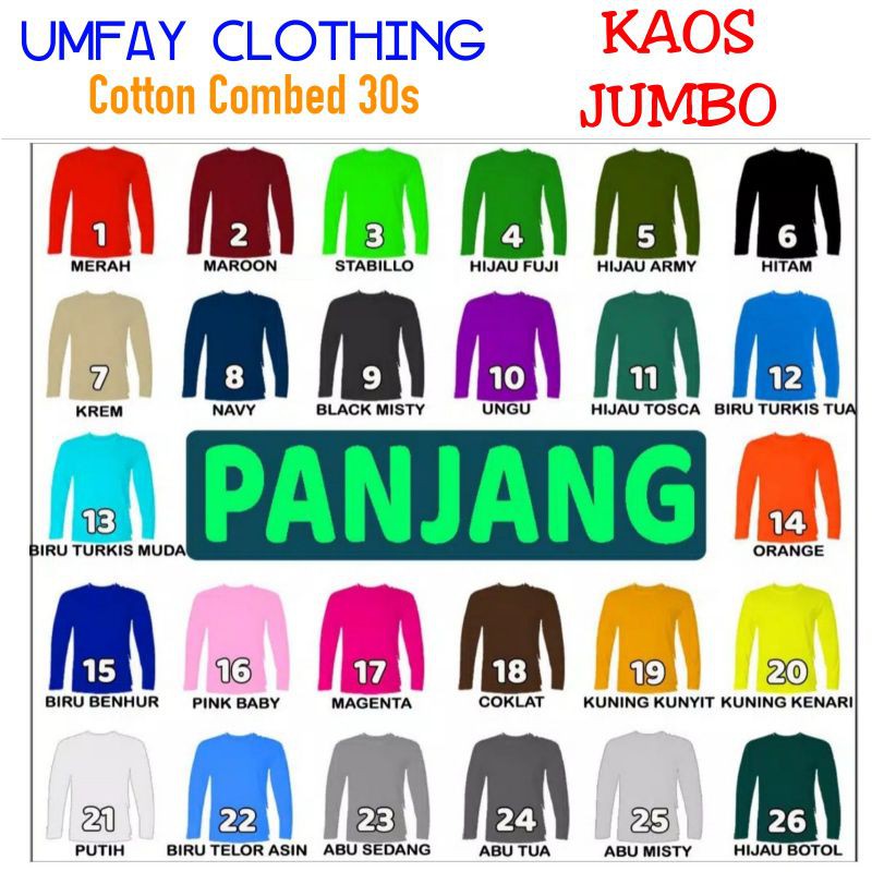 Kaos Polos JUMBO Lengan Panjang (3XL-8XL)