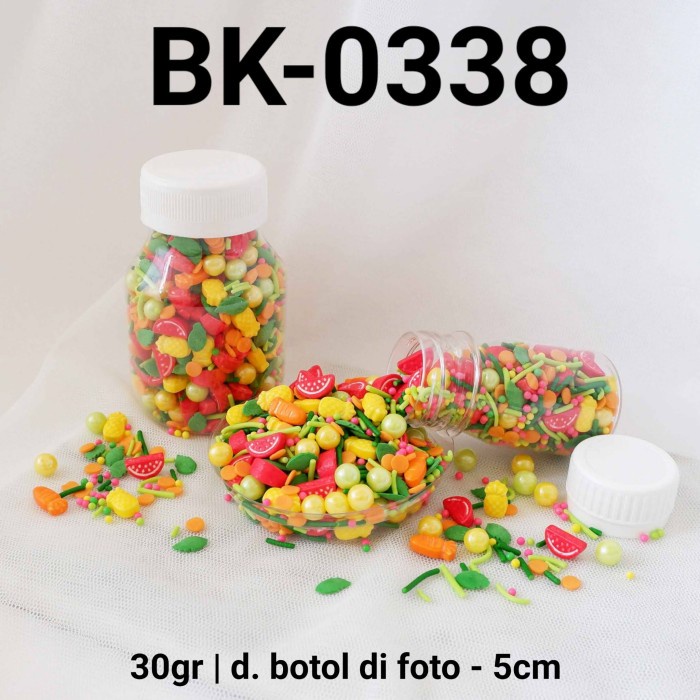 

BK-0338 SPRINKLES SPRINKLE SPRINGKEL 30GR BUAH SEMANGKA NANAS WORTEL HEMAT