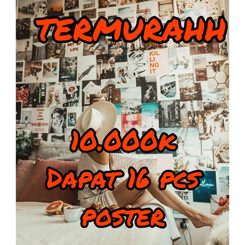 [Paling Murah]16 pcs Poster Dinding Aesthetic Vintage