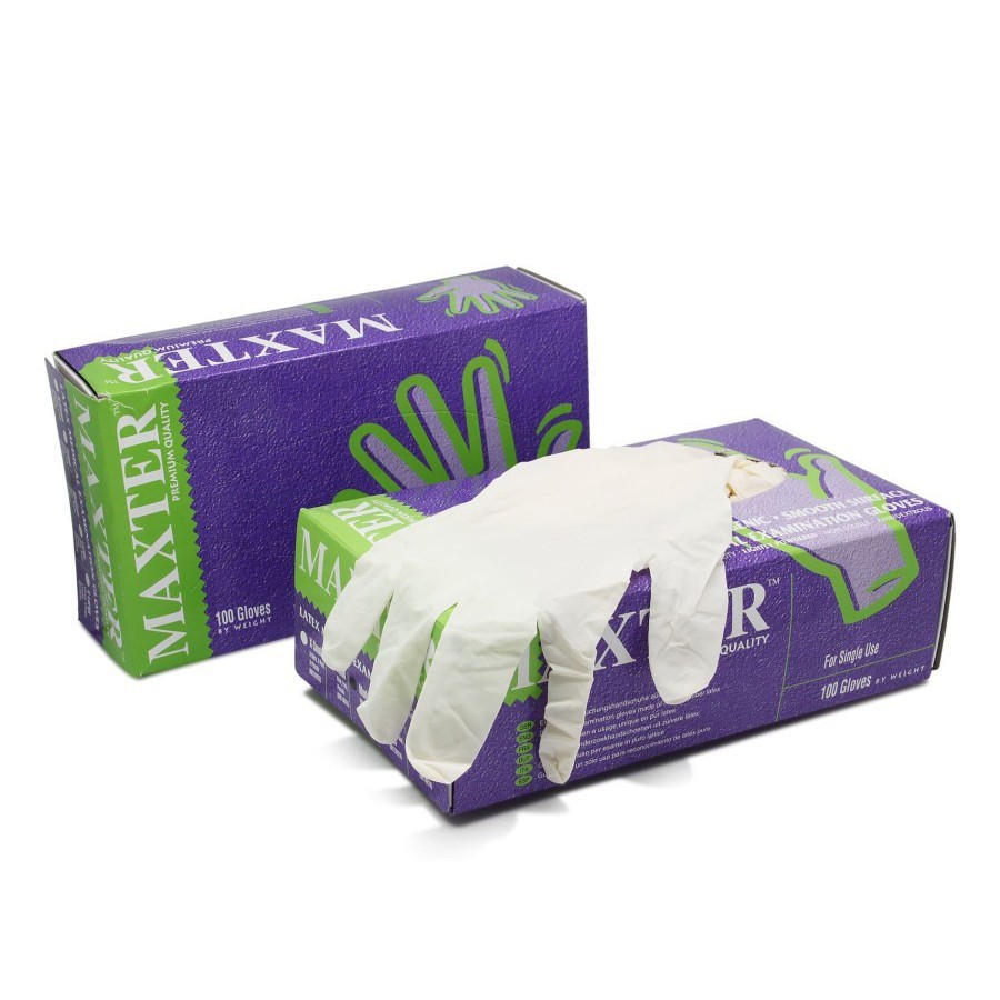 Sarung Tangan Latex Maxter Medis Examination Handscoon Gloves Premium Powder 100PCS