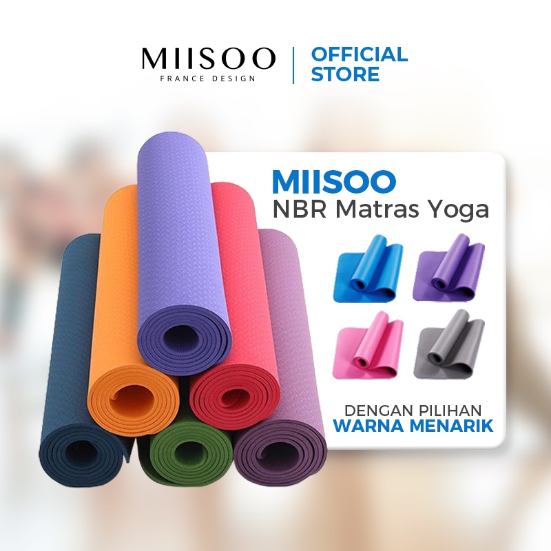 MIISOO NBR Matras Yoga Mat 10mm gym Karpet Senam Yogamat Anti Slip-1