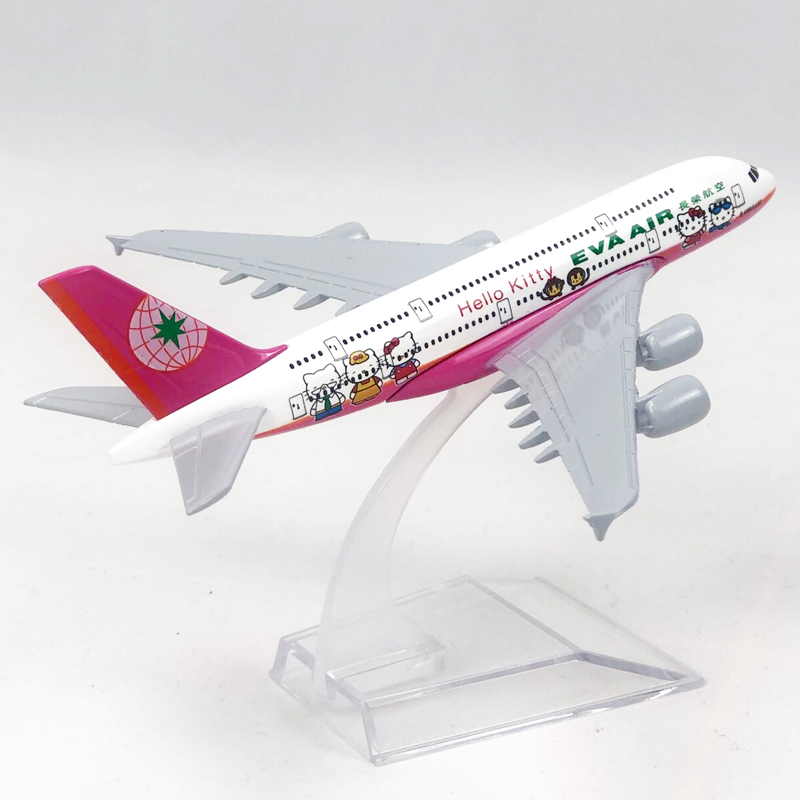 Mainan Model Pesawat Airbus 380 Hello Kitty A380 Bahan Alloy Ukuran 16CM Warna Pink Untuk Hadiah